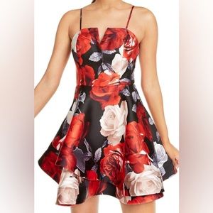 Rose Print Spaghetti Strap midi dress (formal)